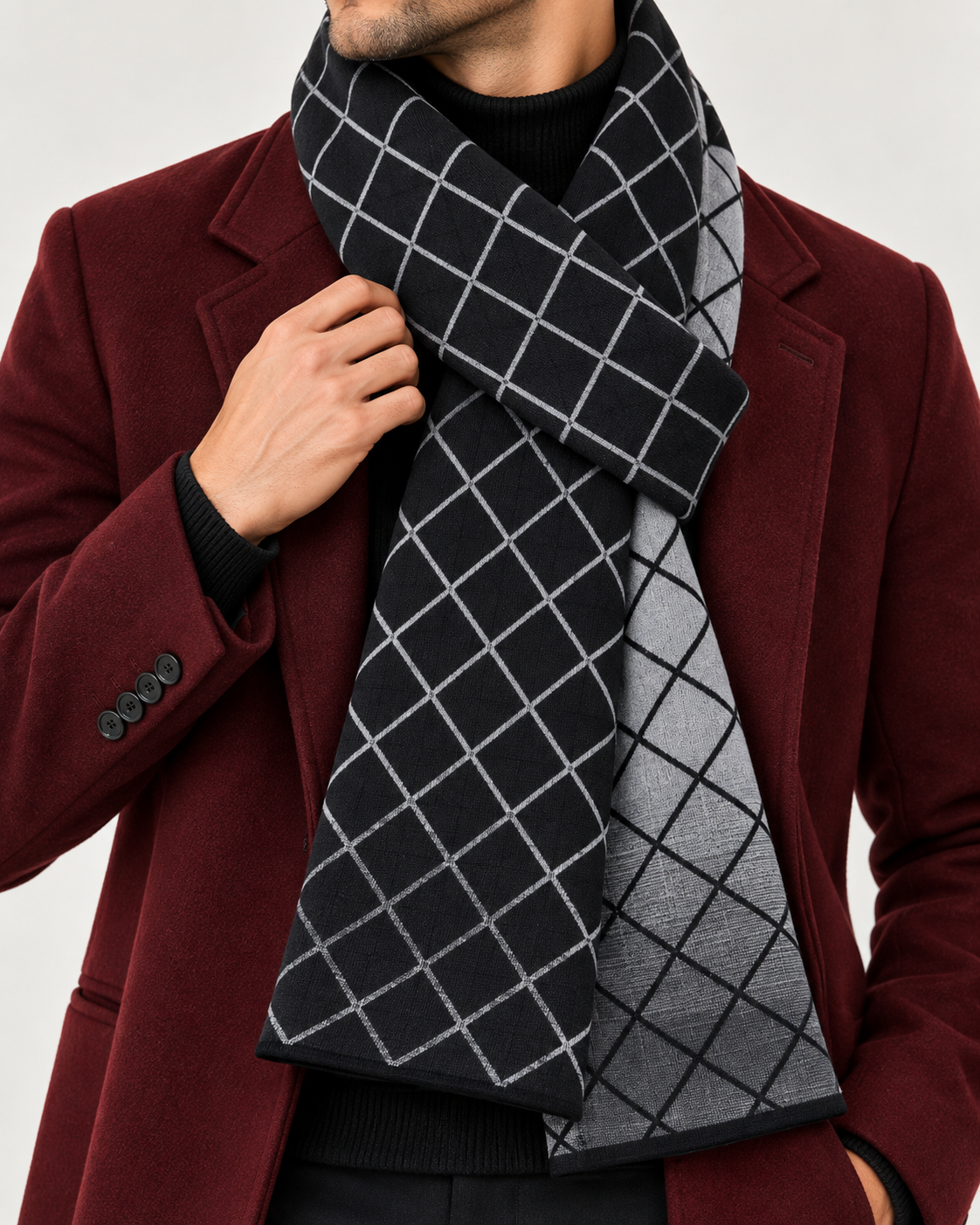 Urban Grid - luxurious blend of 60% polyester and 40% acrylic. Length of 180 cm and a classic width of 30 cm - Ultimo
