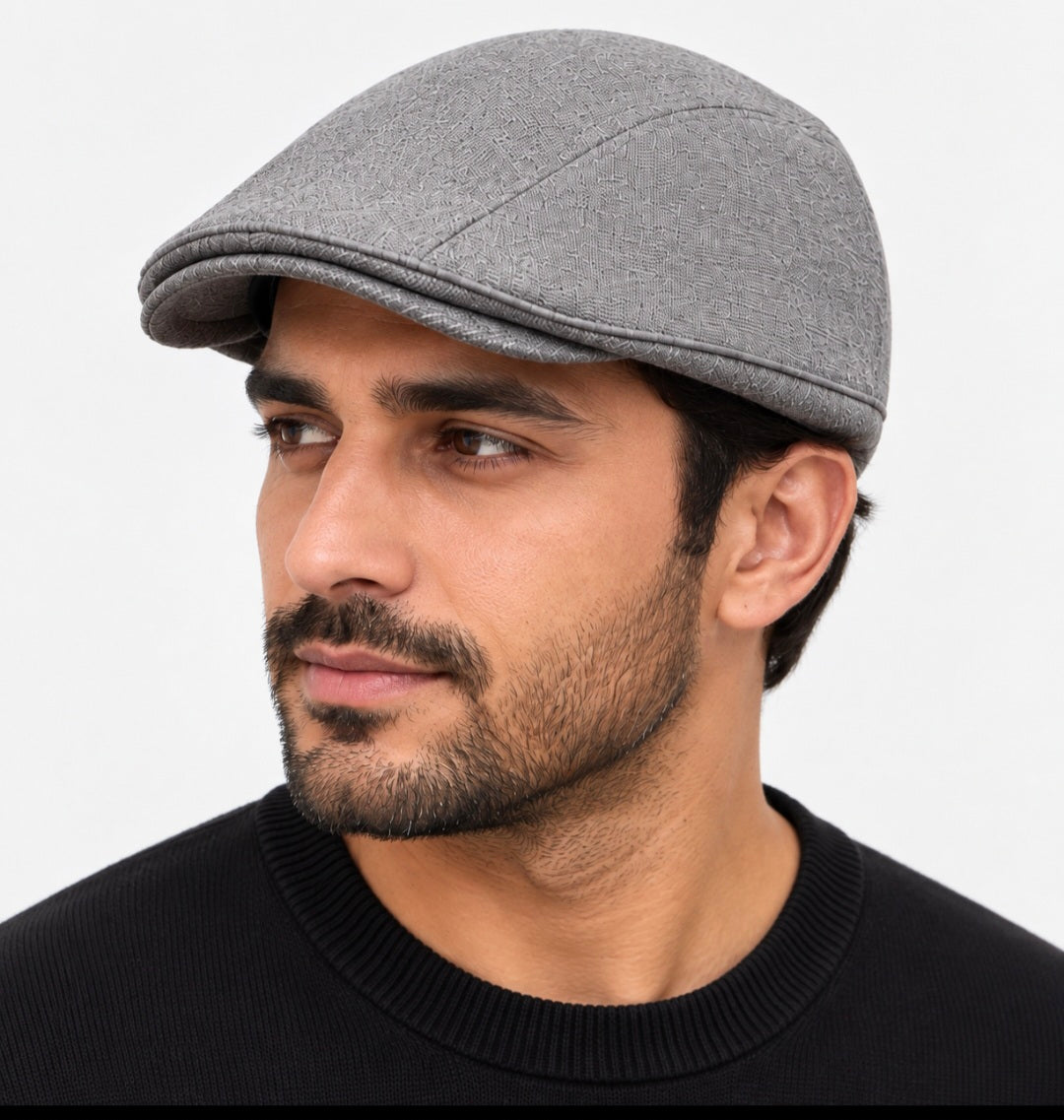 Winter Padded Grey Field Hat - 30% Wool, 70% Polyester