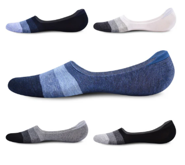Leisure Low Tube Invisible Slouch Silicon Non Slip Socks Cotton Breathable Ankle Socks (5 pairs)