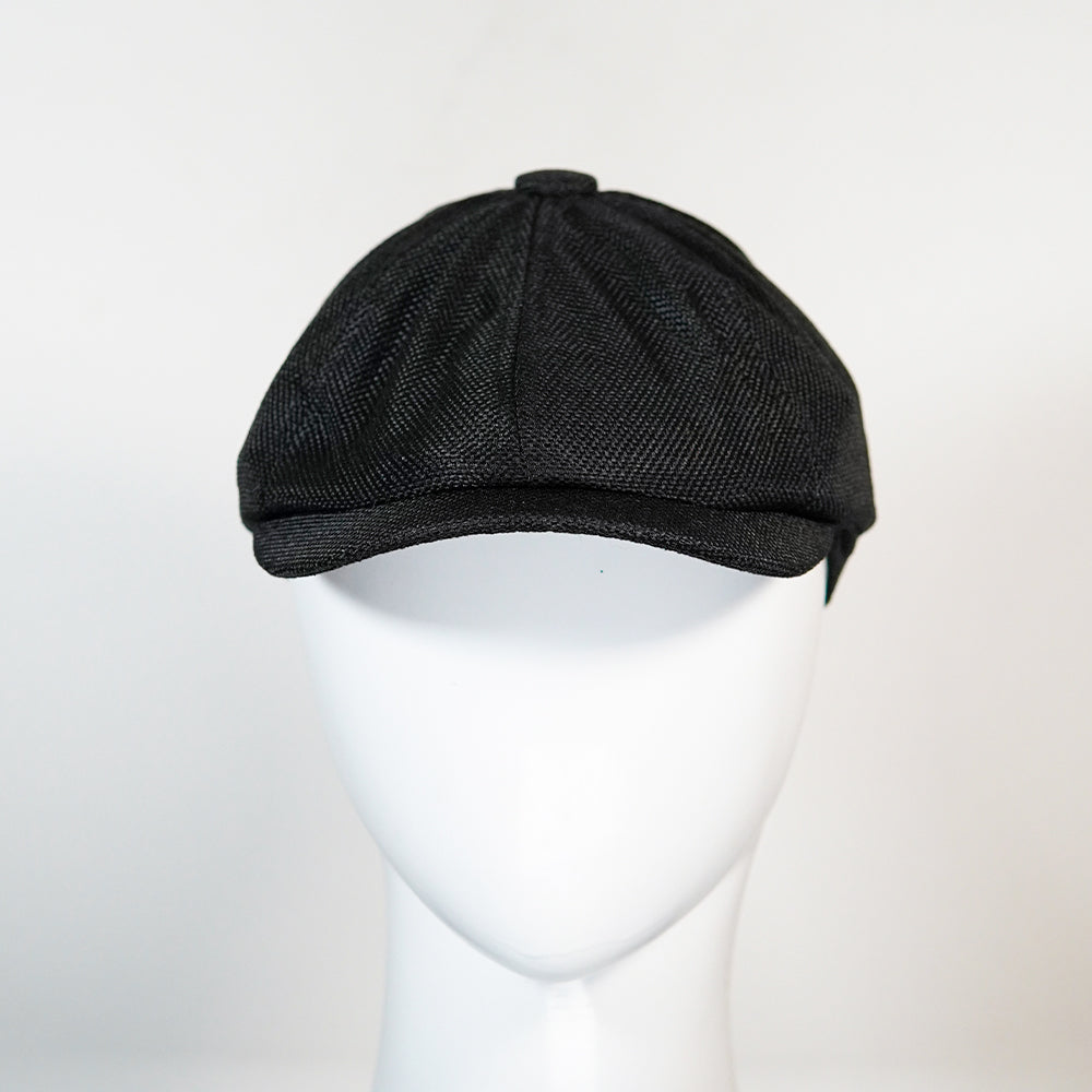 [Summer] Black Bayside Linen Cap (100% Polyester non-padded  - free adult headsize with elastic band)