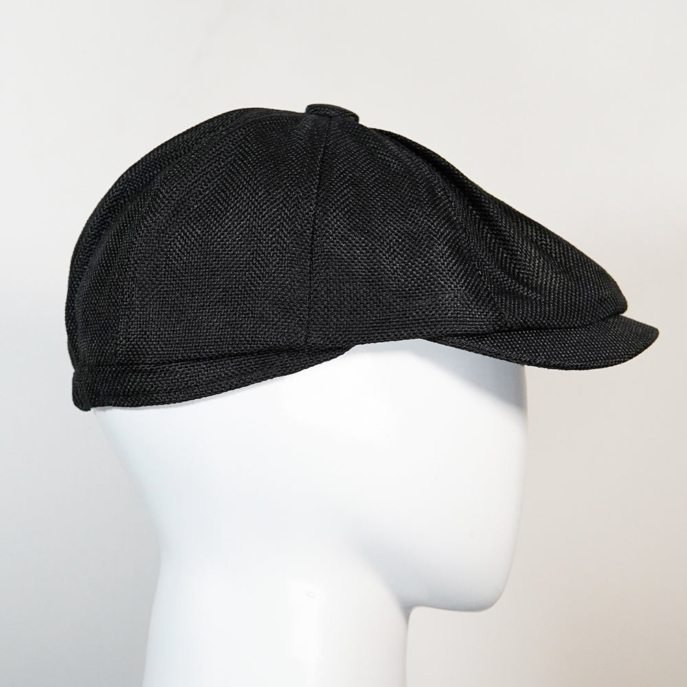 [Summer] Black Bayside Linen Cap (100% Polyester non-padded  - free adult headsize with elastic band)