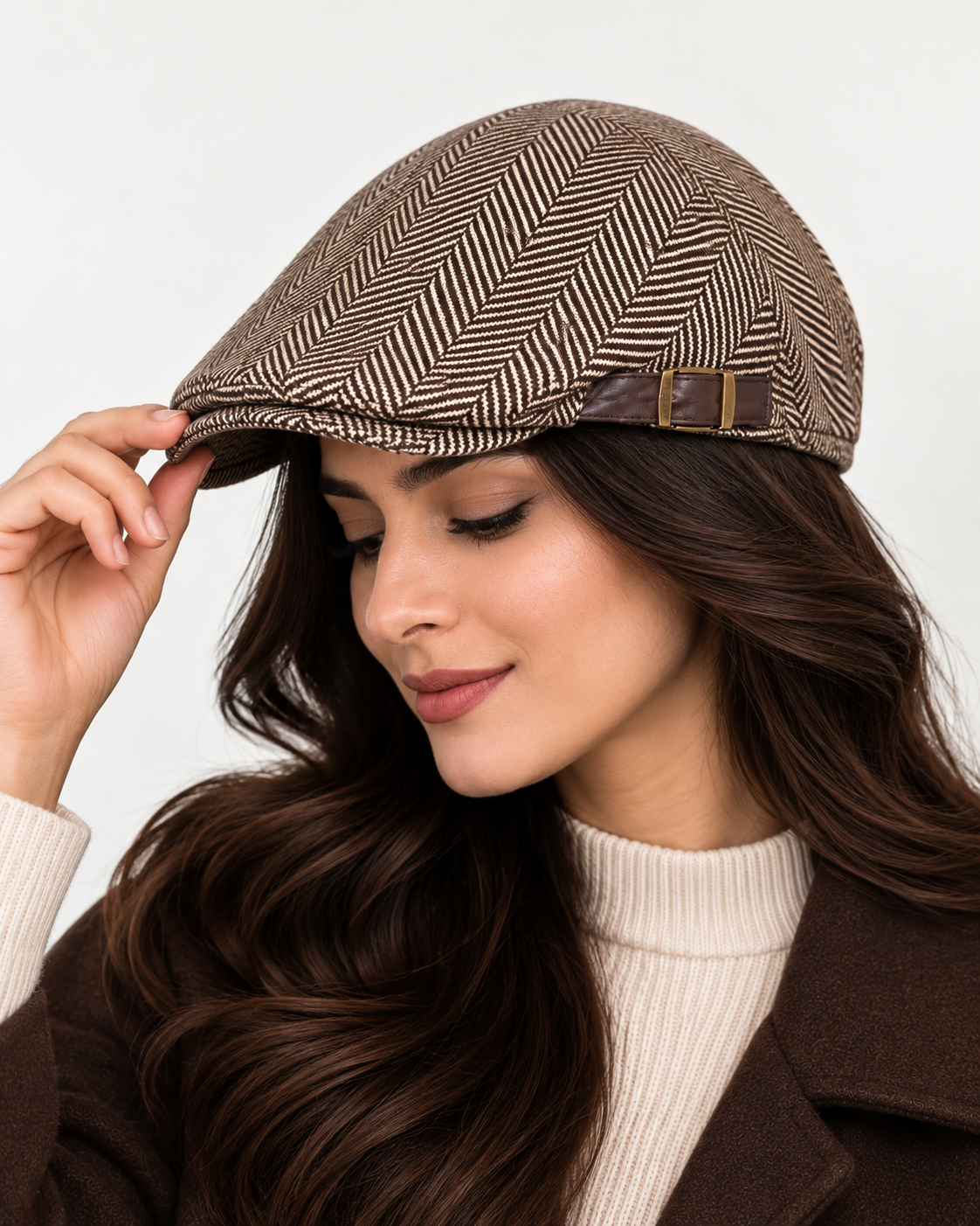 [Winter Padded] Chestnut Ivy Cap (35% Cotton and 65% Polyester Padded - Headsize 55cm to 58 cm with button to adjust the size) - Ultimo