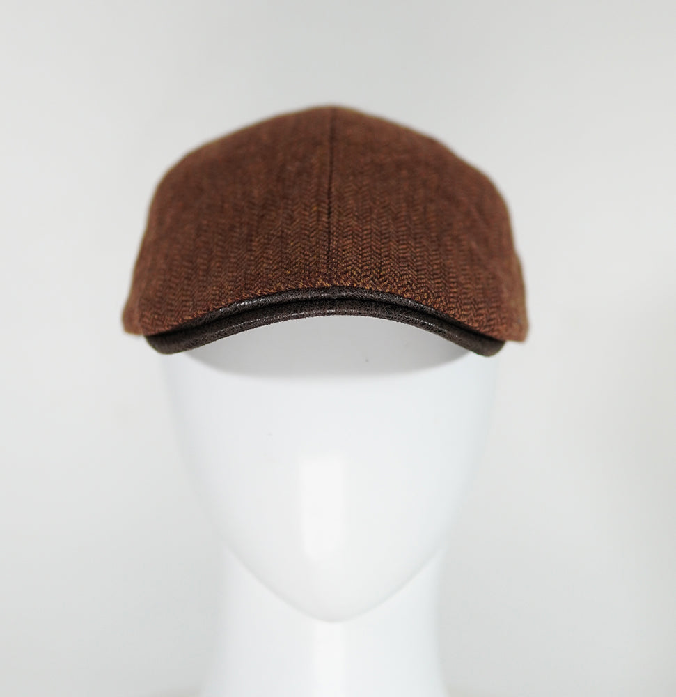 [Summer] Houndstooth Striped Beret Cap with Adjustable Brim - Ideal for summer wear - 56am to 59 cm - 70% Polyester, 30% Wool