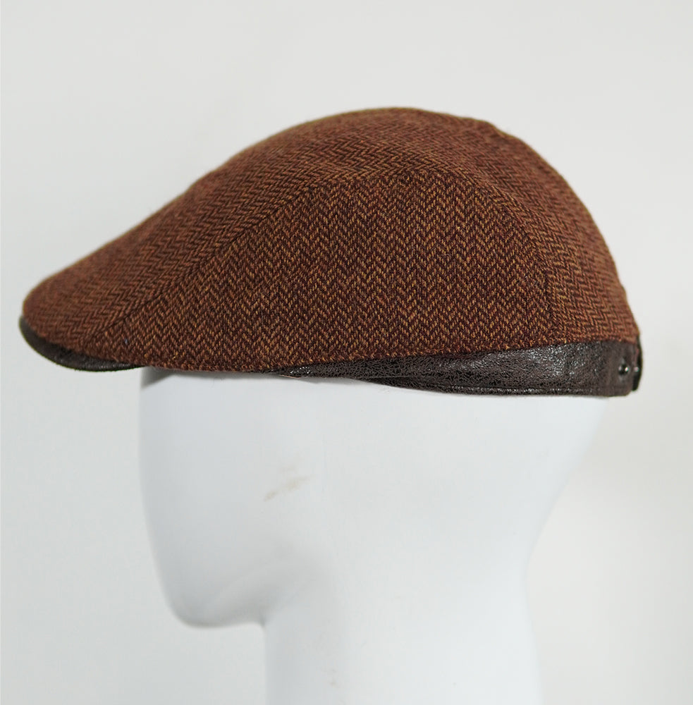 [Summer] Houndstooth Striped Beret Cap with Adjustable Brim - Ideal for summer wear - 56am to 59 cm - 70% Polyester, 30% Wool