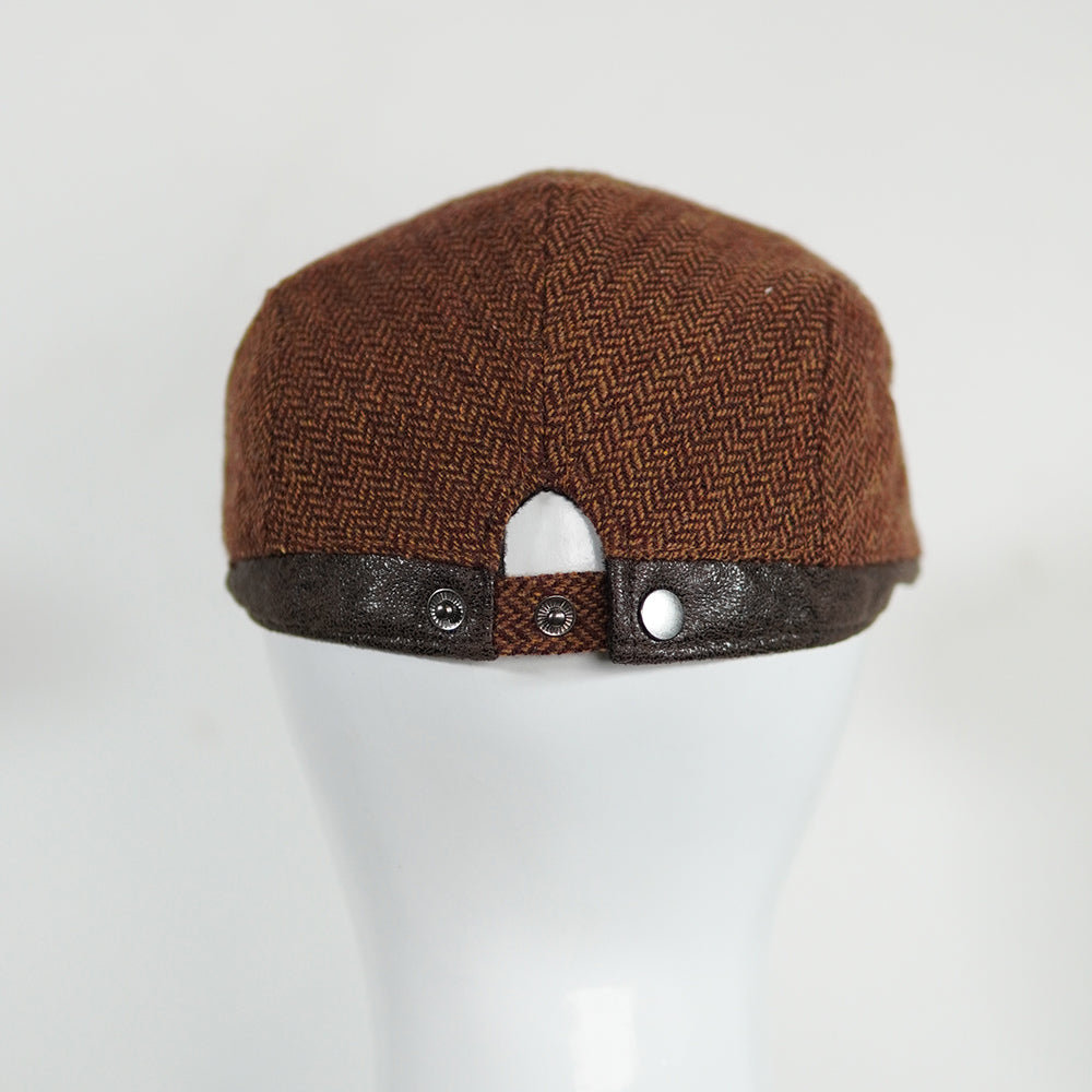 [Summer] Houndstooth Striped Beret Cap with Adjustable Brim - Ideal for summer wear - 56am to 59 cm - 70% Polyester, 30% Wool