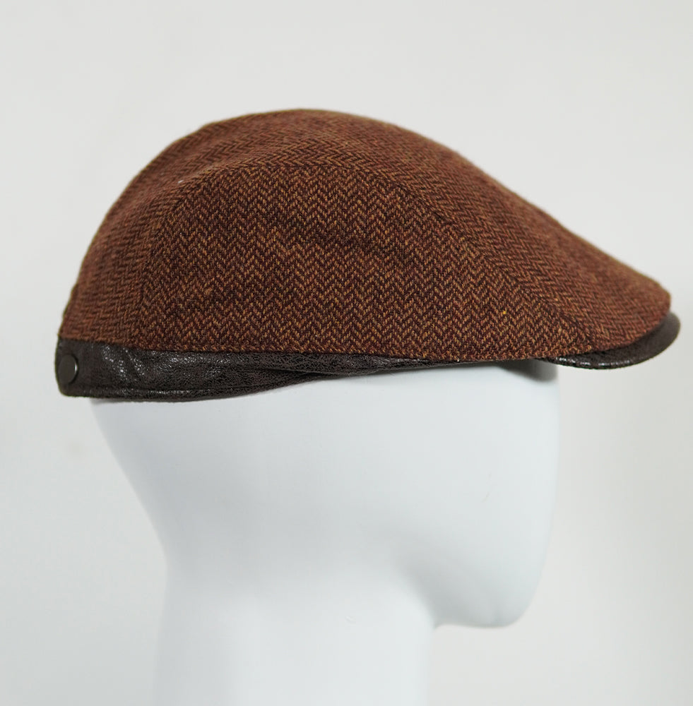 [Summer] Houndstooth Striped Beret Cap with Adjustable Brim - Ideal for summer wear - 56am to 59 cm - 70% Polyester, 30% Wool