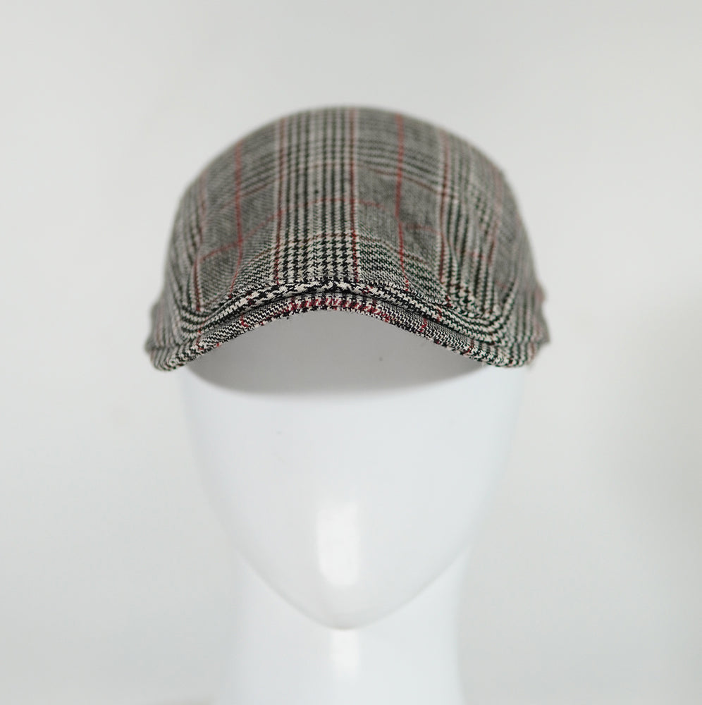 [All seasons] Highland Check Cap (100% Polyester Non-Padded - Headsize 55cm to 58 cm with button to adjust the size) - Ultimo