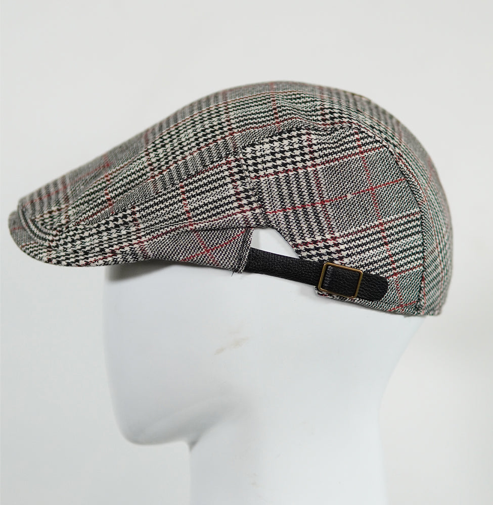 [All seasons] Highland Check Cap (100% Polyester Non-Padded - Headsize 55cm to 58 cm with button to adjust the size) - Ultimo