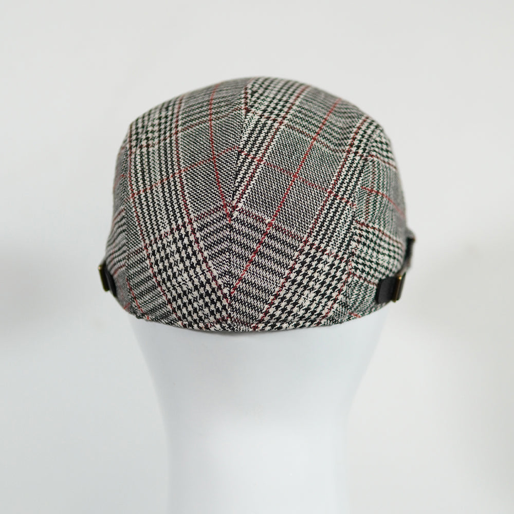 [All seasons] Highland Check Cap (100% Polyester Non-Padded - Headsize 55cm to 58 cm with button to adjust the size) - Ultimo