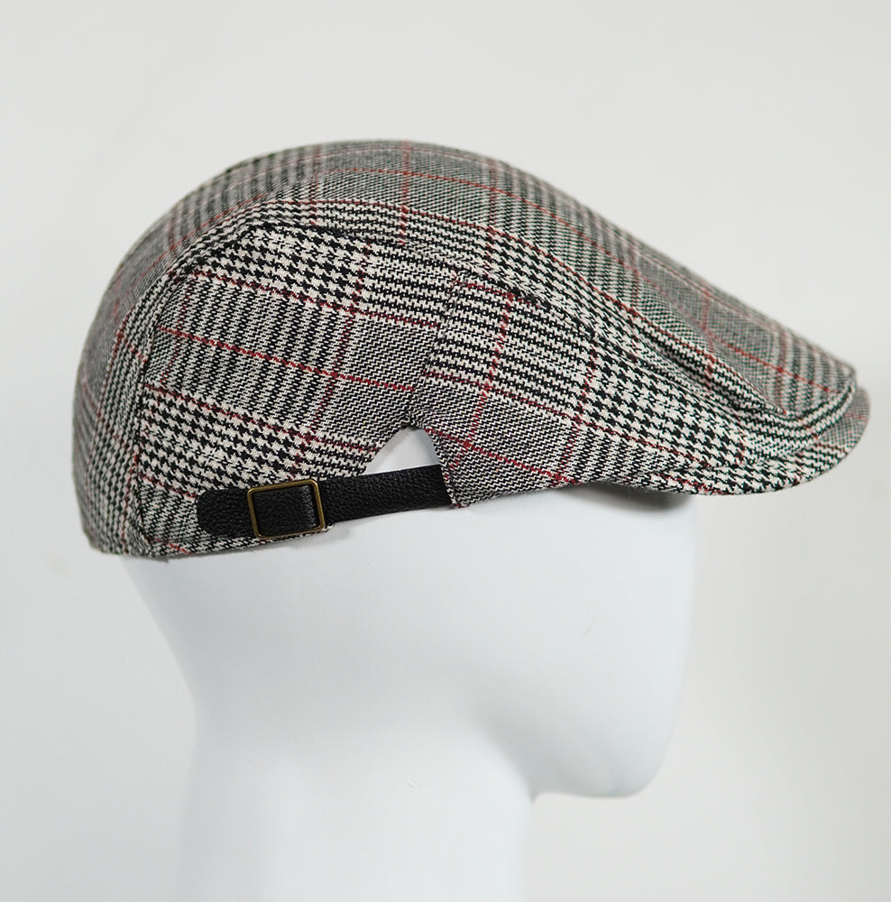 [All seasons] Highland Check Cap (100% Polyester Non-Padded - Headsize 55cm to 58 cm with button to adjust the size) - Ultimo