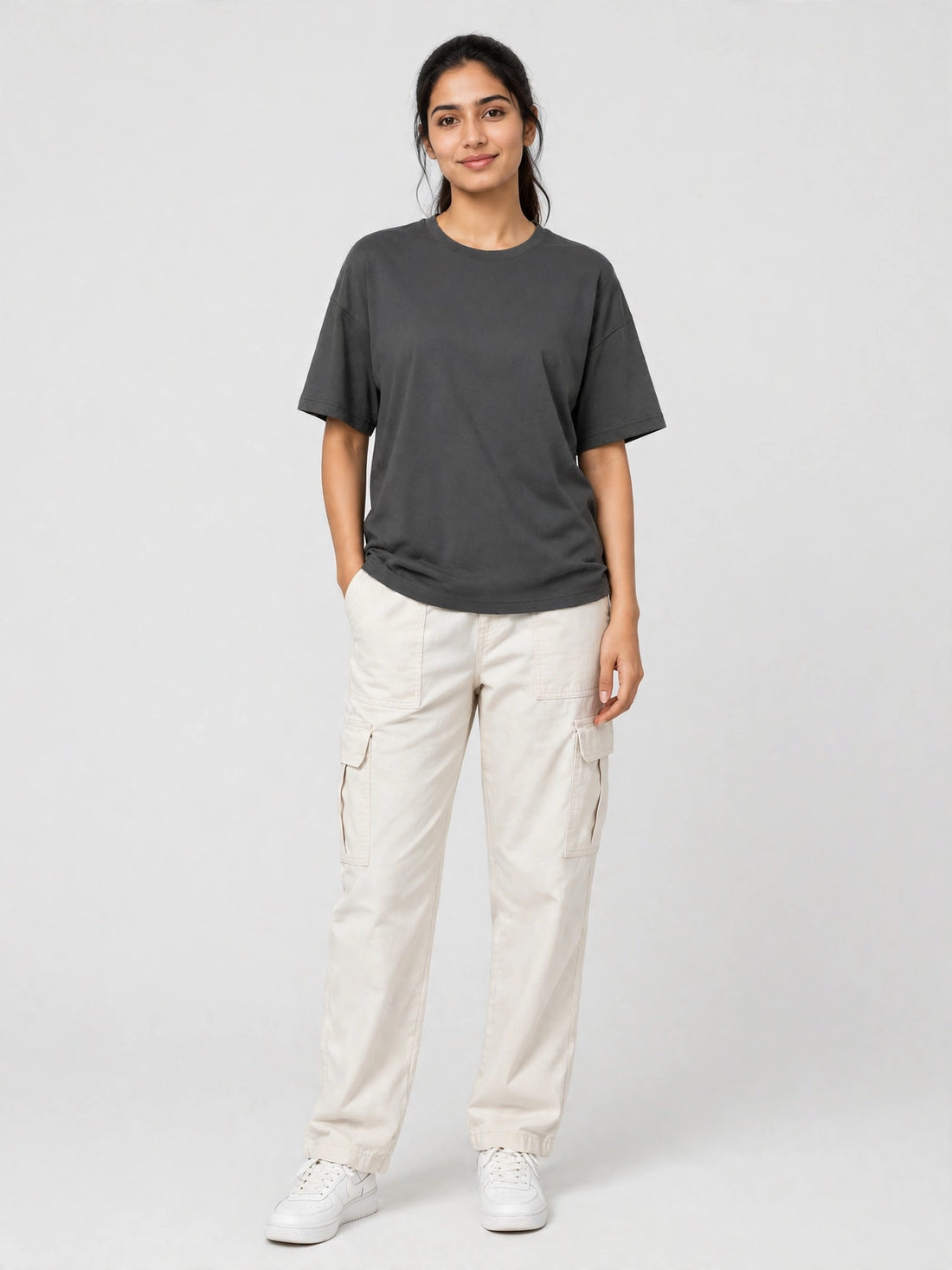 Shoulder T-Shirt - Premium Grey Drop Shoulder Tee