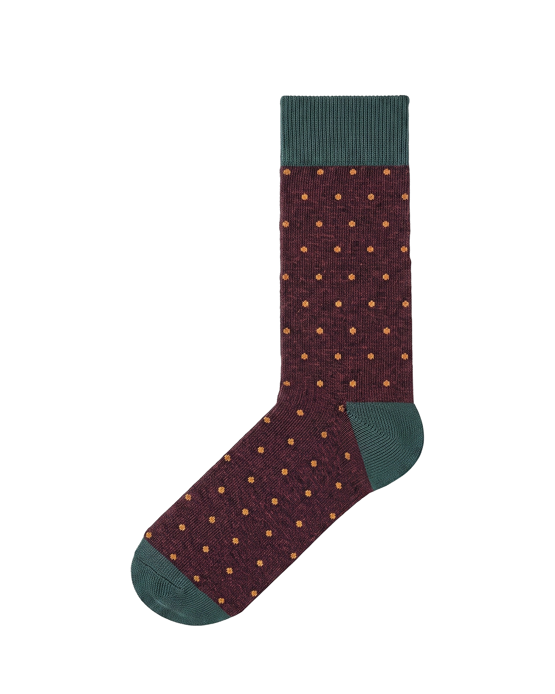 Comfortable Crew Socks: Forest Maroon Dot