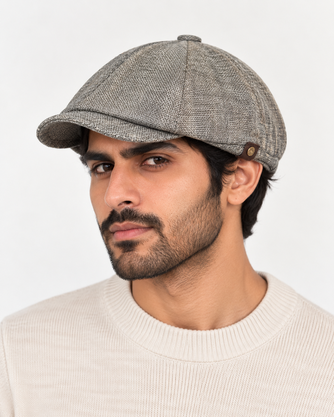 [Summer] Grey Bayside Linen Cap (100% Polyester non-padded - headsize 53cm to 58cm - free adult headsize with elastic band) - Ultimo