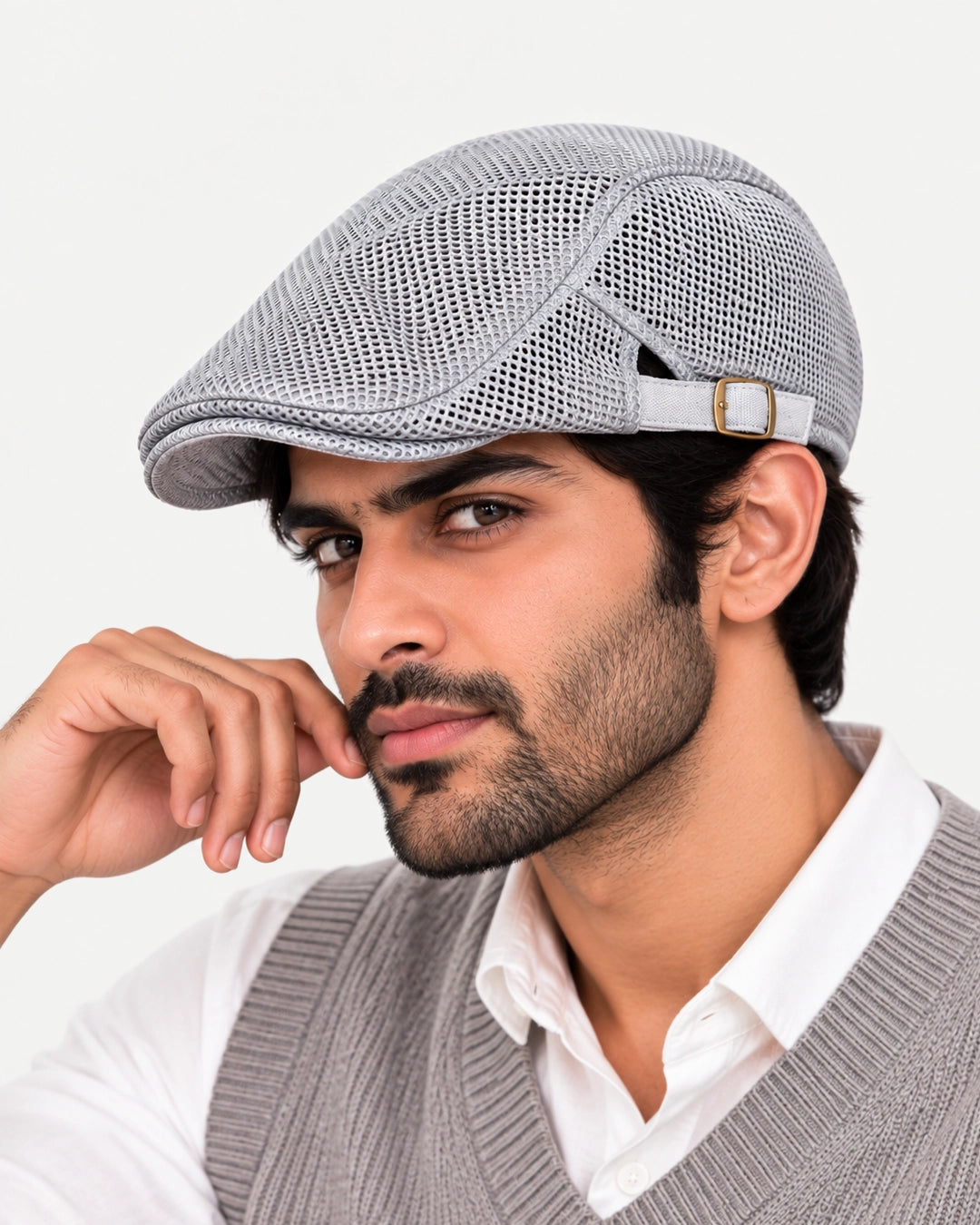 [Summer] LightWear Mesh Flat Cap (100% Polyester Padded - Headsize 55cm to 58 cm with belt to adjust the size) - Ultimo