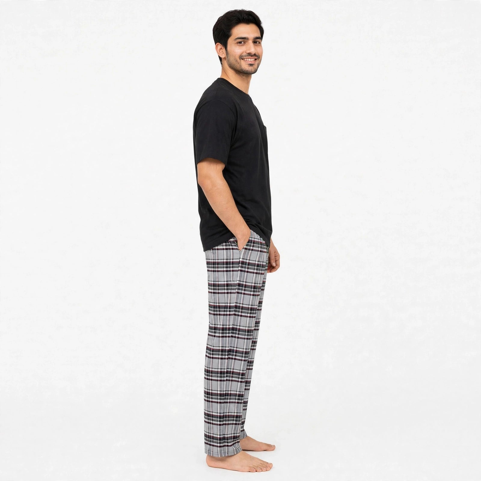 Noir Black tshirt & Grey Pajama Set for Male