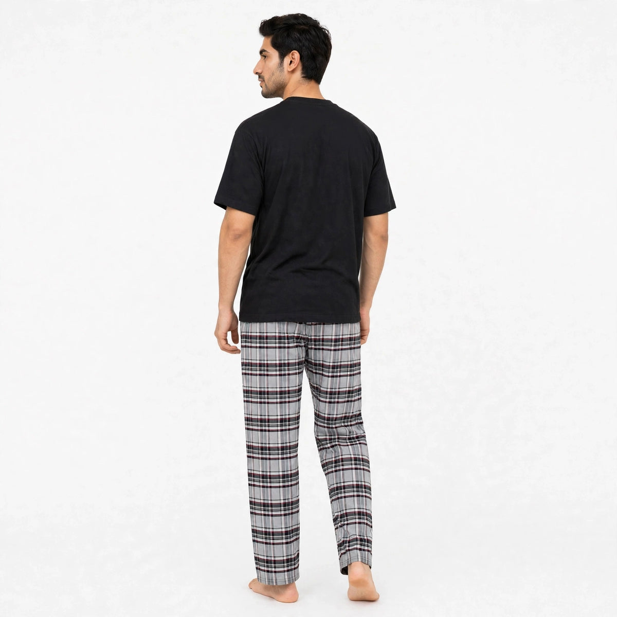 Noir Black tshirt & Grey Pajama Set for Male