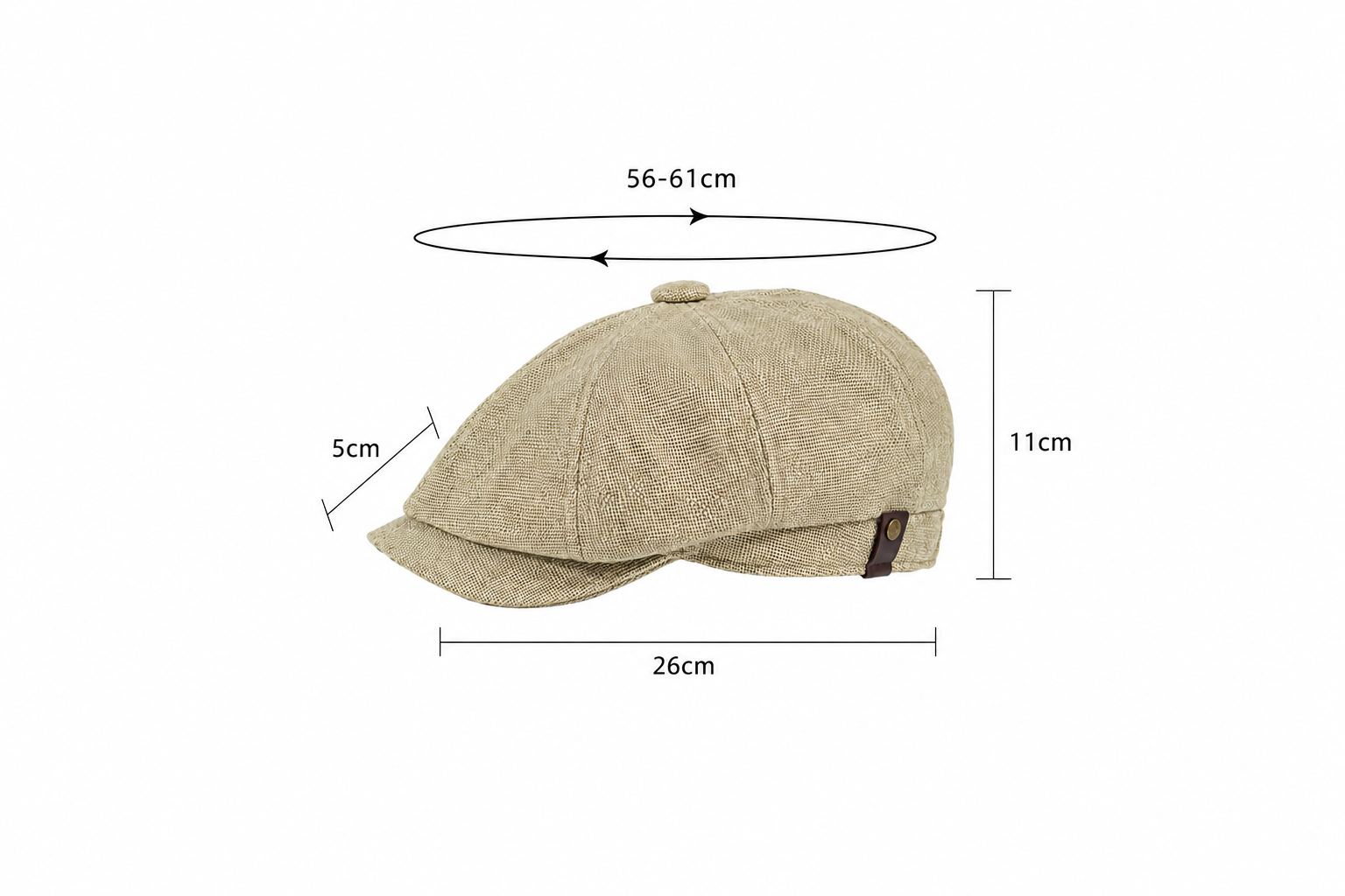 [Summer] Cream Bayside Linen Cap (100% Polyester non-padded - headsize XL 21 inch (outer) and 24 inch (inner) - free adult headsize with elastic band)