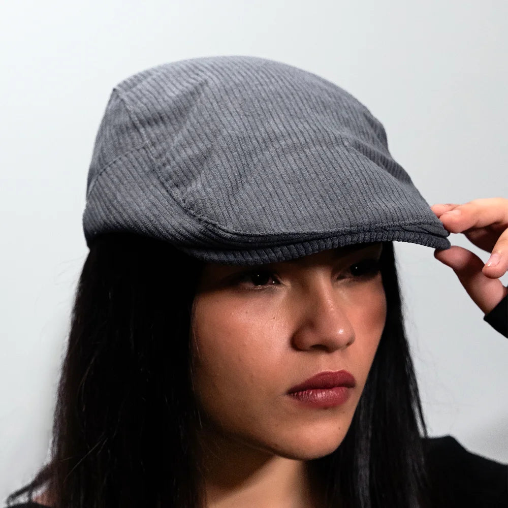 [Summer] Corduroy Beret Flat Cap - Ideal for summer wear - 53 cm to 56cm  - Adjustable Buttom