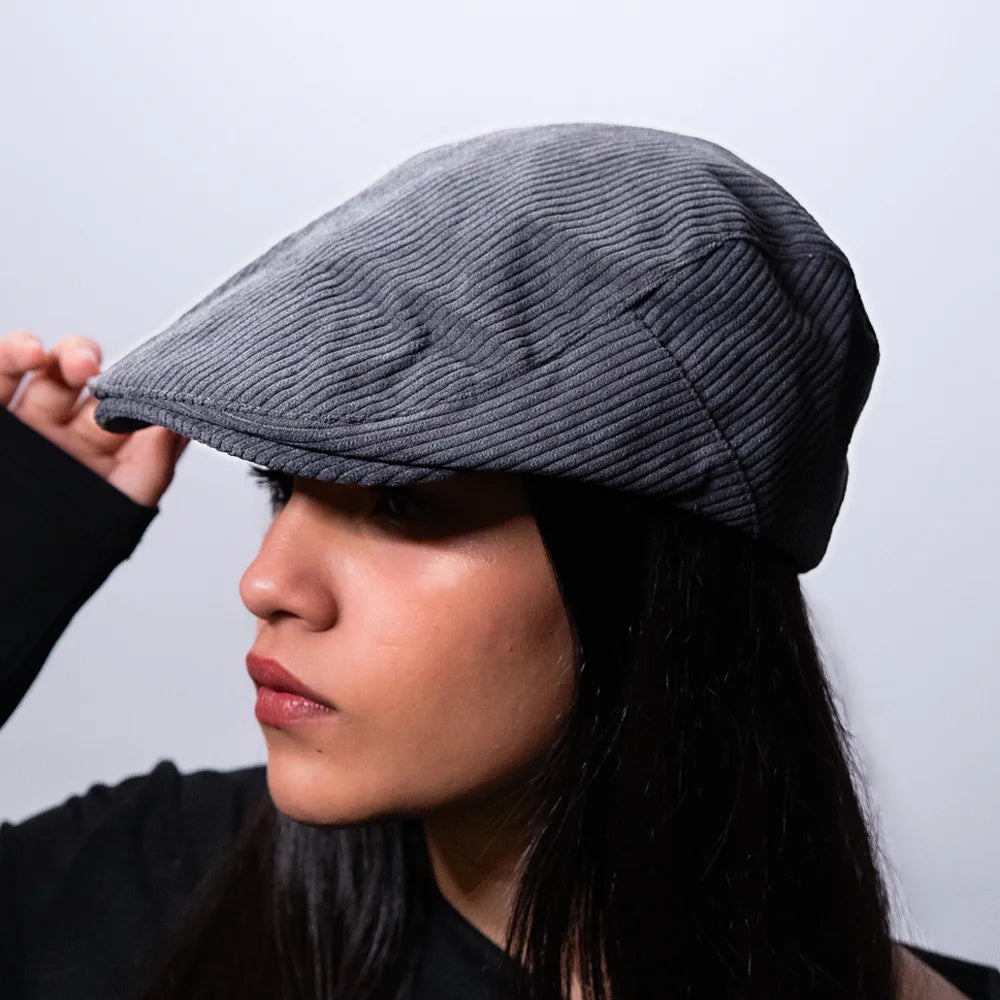 [Summer] Corduroy Beret Flat Cap - Ideal for summer wear - 53 cm to 56cm  - Adjustable Buttom