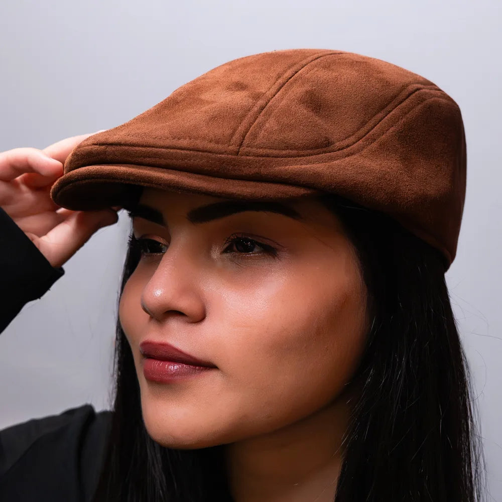 [Summer] Suede Peaked Caps Gatsby Driving Hat - Ideal for summer wear - 55-59 cm -  Elasticated