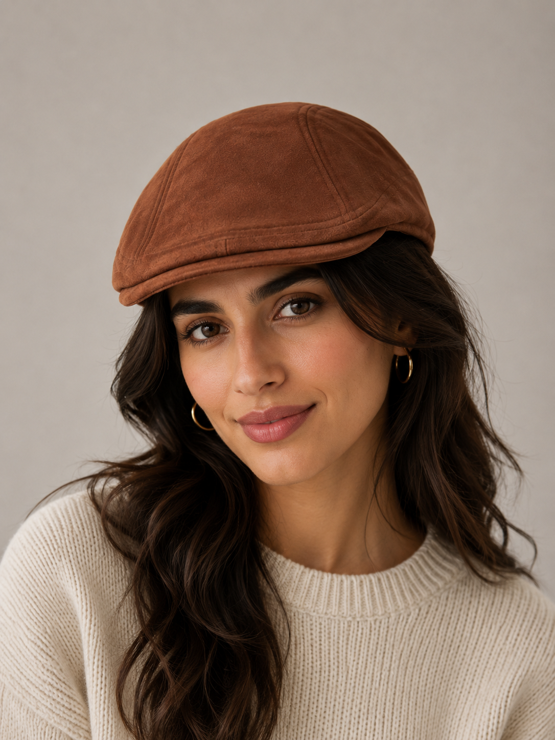 [Summer] Suede Peaked Caps Gatsby Driving Hat - Ideal for summer wear - 55-59 cm -  Elasticated