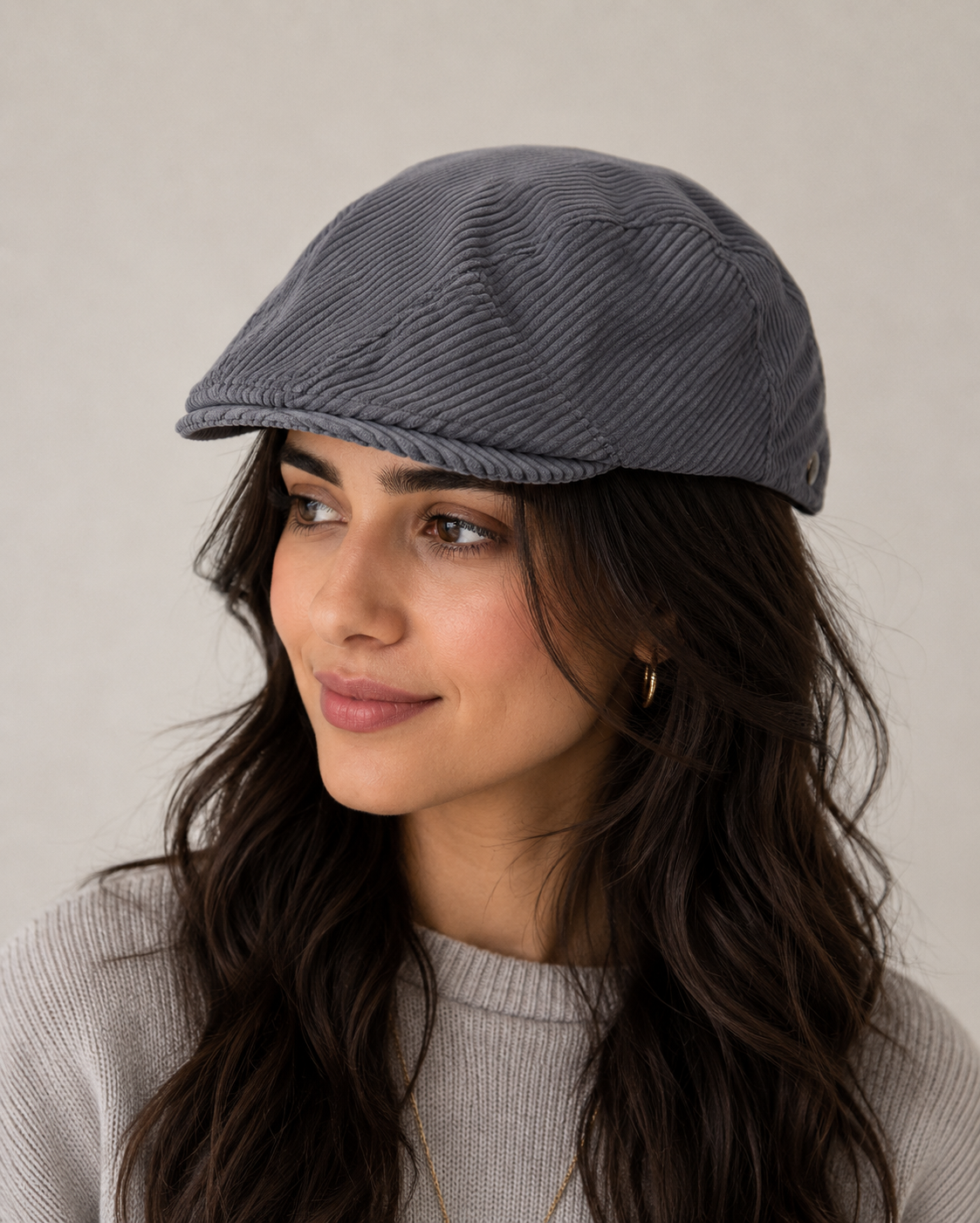 [Summer] Corduroy Beret Flat Cap - Ideal for summer wear - 53 cm to 56cm  - Adjustable Buttom