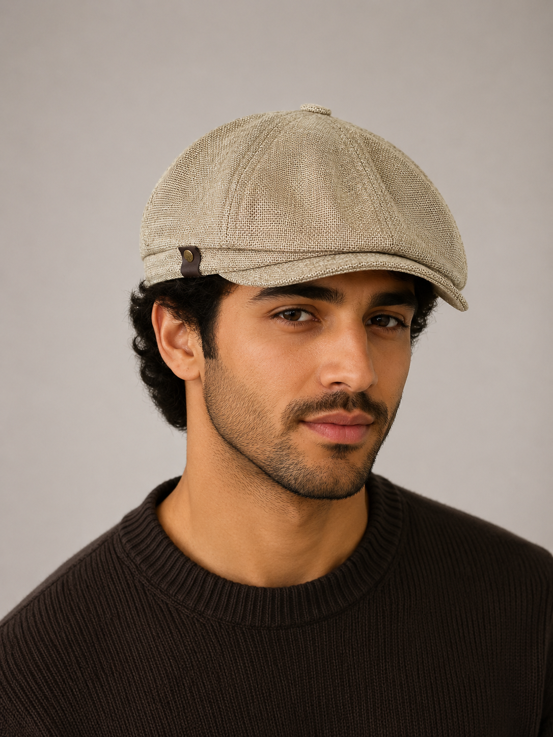 [Summer] Cream Bayside Linen Cap (100% Polyester non-padded - free adult headsize with elastic band)