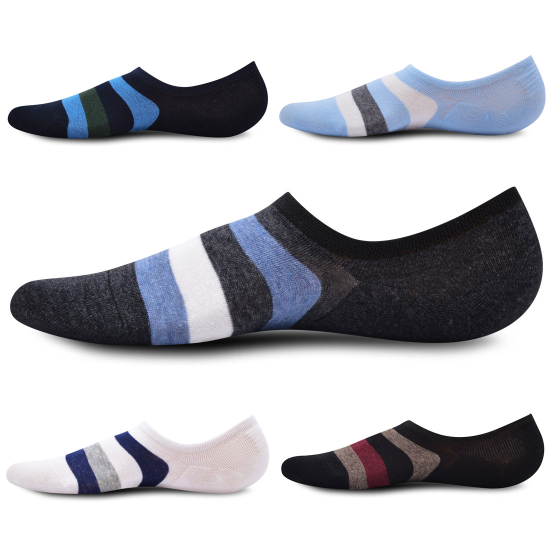 BnB - No Show Socks Thin Silicone Anti-Slip Cotton Socks (Set of 5 pairs) - Ultimo